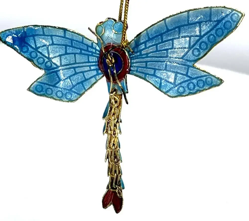 Dragonfly Christmas Ornament  Metal Enamel Multicolor 2.5